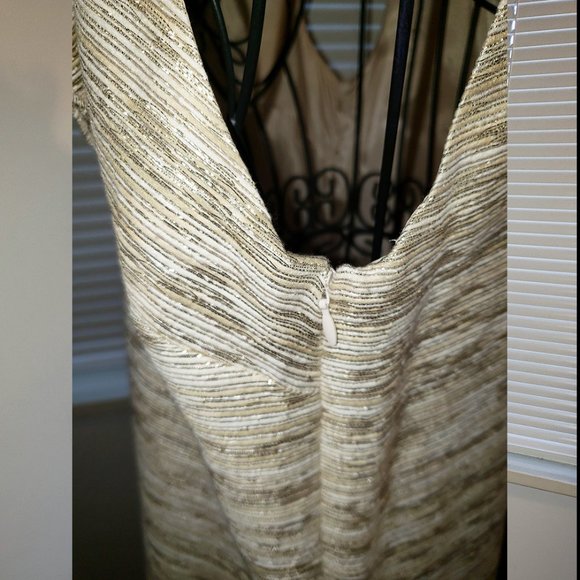 *SOLD* Kate Spade Gold Metallic Cocktail Dress Sleeveless Holiday Mini - Picture 11 of 14